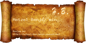 Hetzel Benjámin névjegykártya
